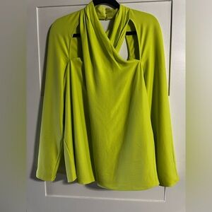 Express Asymmetrical Green Long Sleeve Blouse